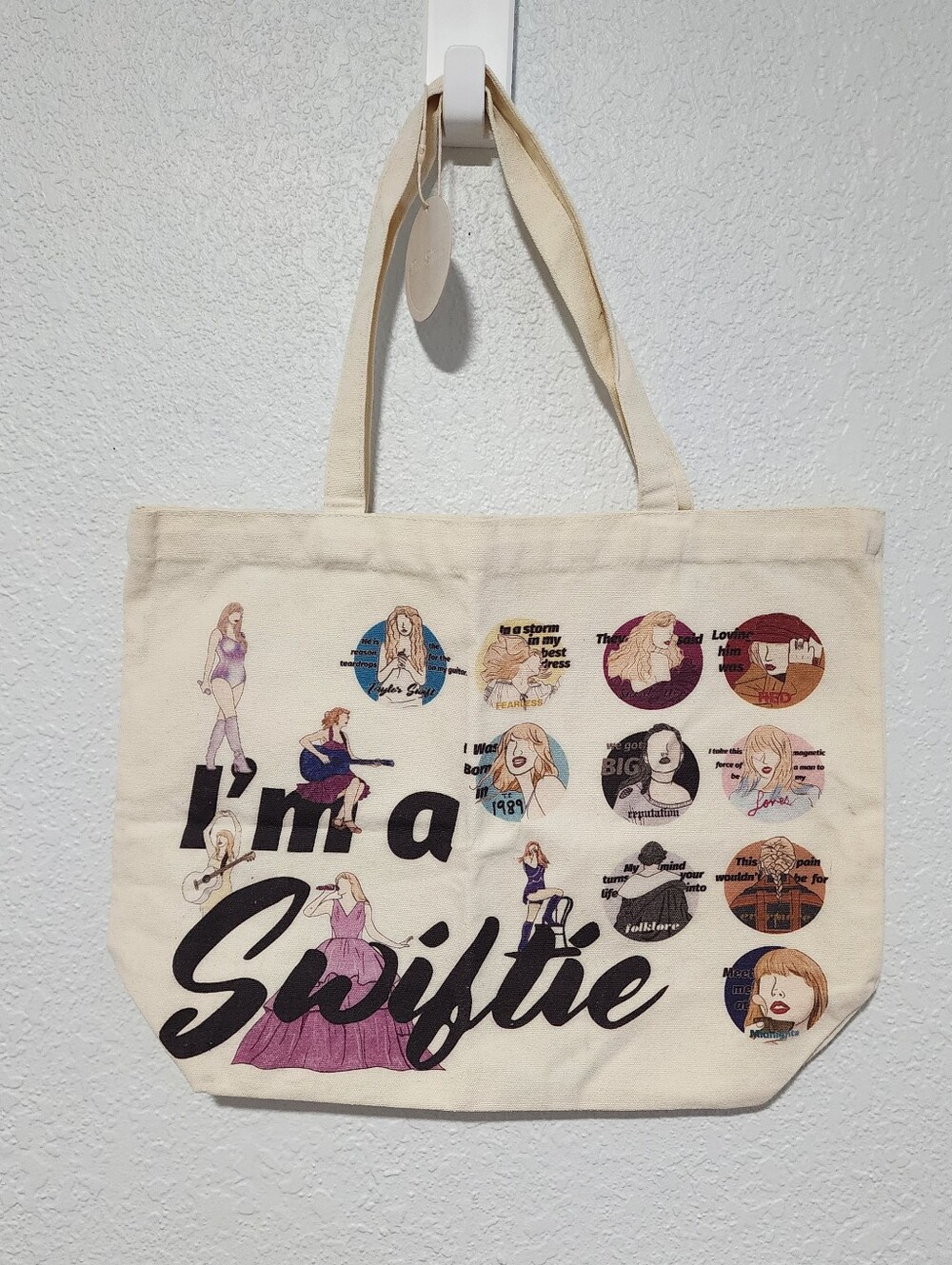 Taylor Swift I'm A Swiftie Canvas Tote Bag Graphic Shoulder Bag NWT